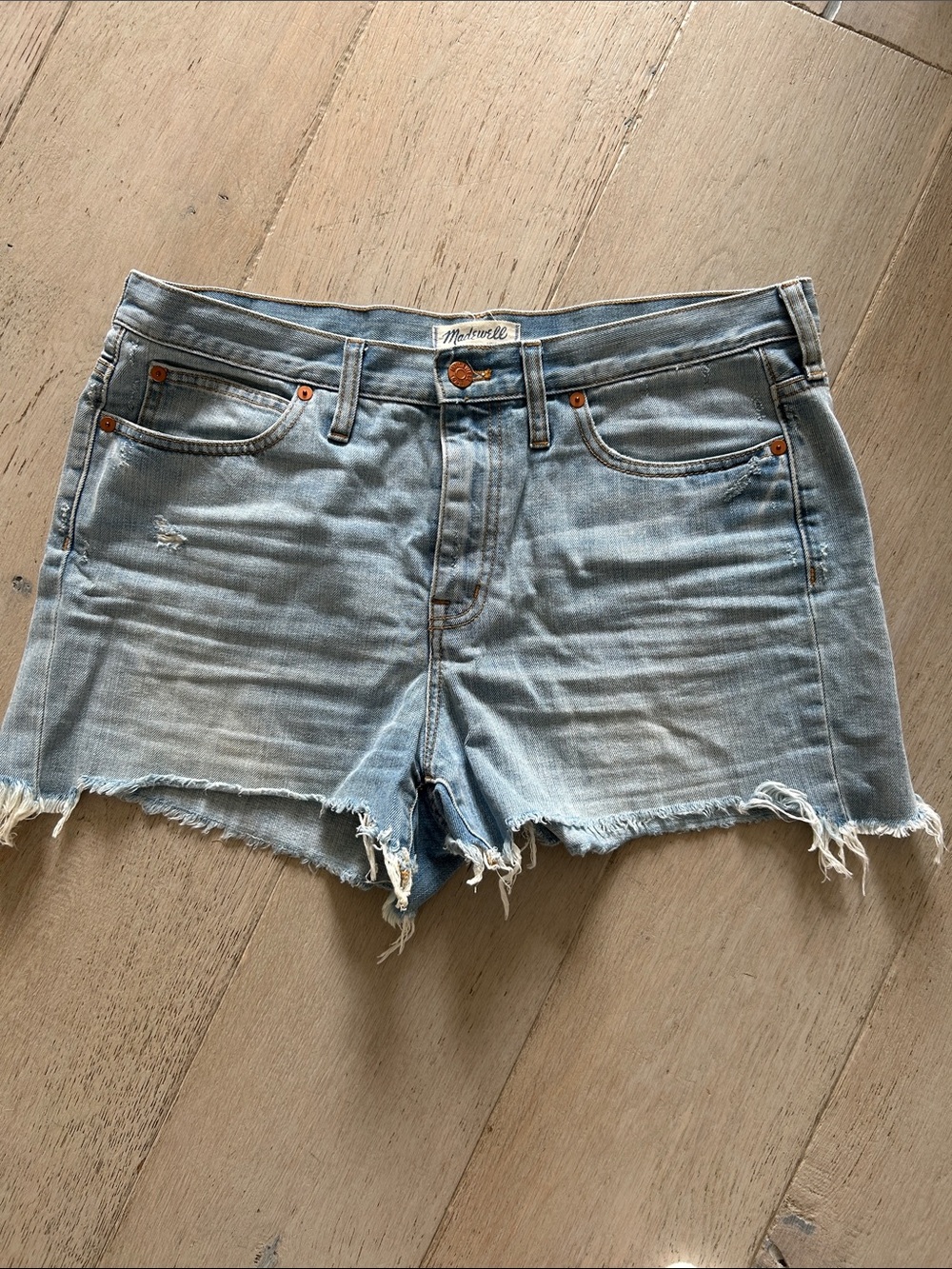 Madewell Light Blue Distressed Denim Cutoff Shorts